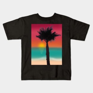 Palmtree sunset scenery Kids T-Shirt